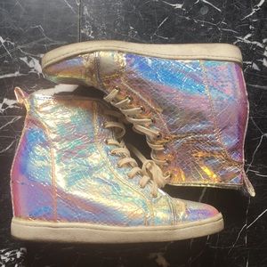 Iridescent Wedge Sneakers